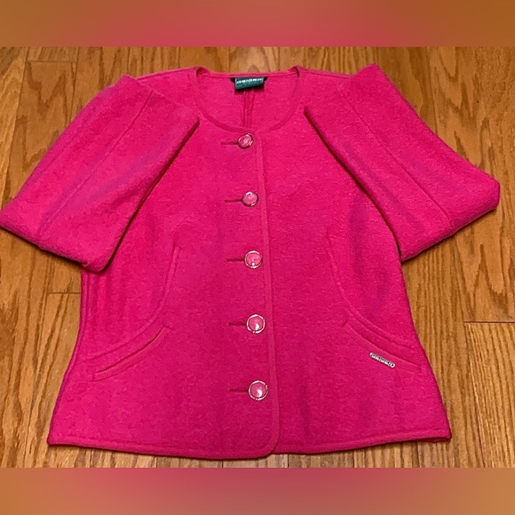 Women’s Size 38 GEIGER COLLECTION Pure New Wool Austrian Pink Button Up Sweater - Picture 9 of 16